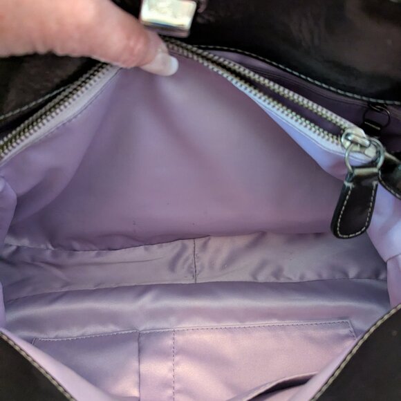 Coach Patent Leather Garnet Turnlock Satchel in Pewter (Style No. 13926) - Picture 14 of 16